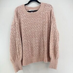 Pink Women's XL Sweater Sparkle Gold Metallic Slouchy Ballet Valentines Fuzzy